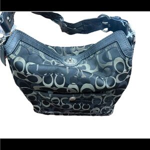 Coach Optic Signature Shoulder Bag Black/Gray Large